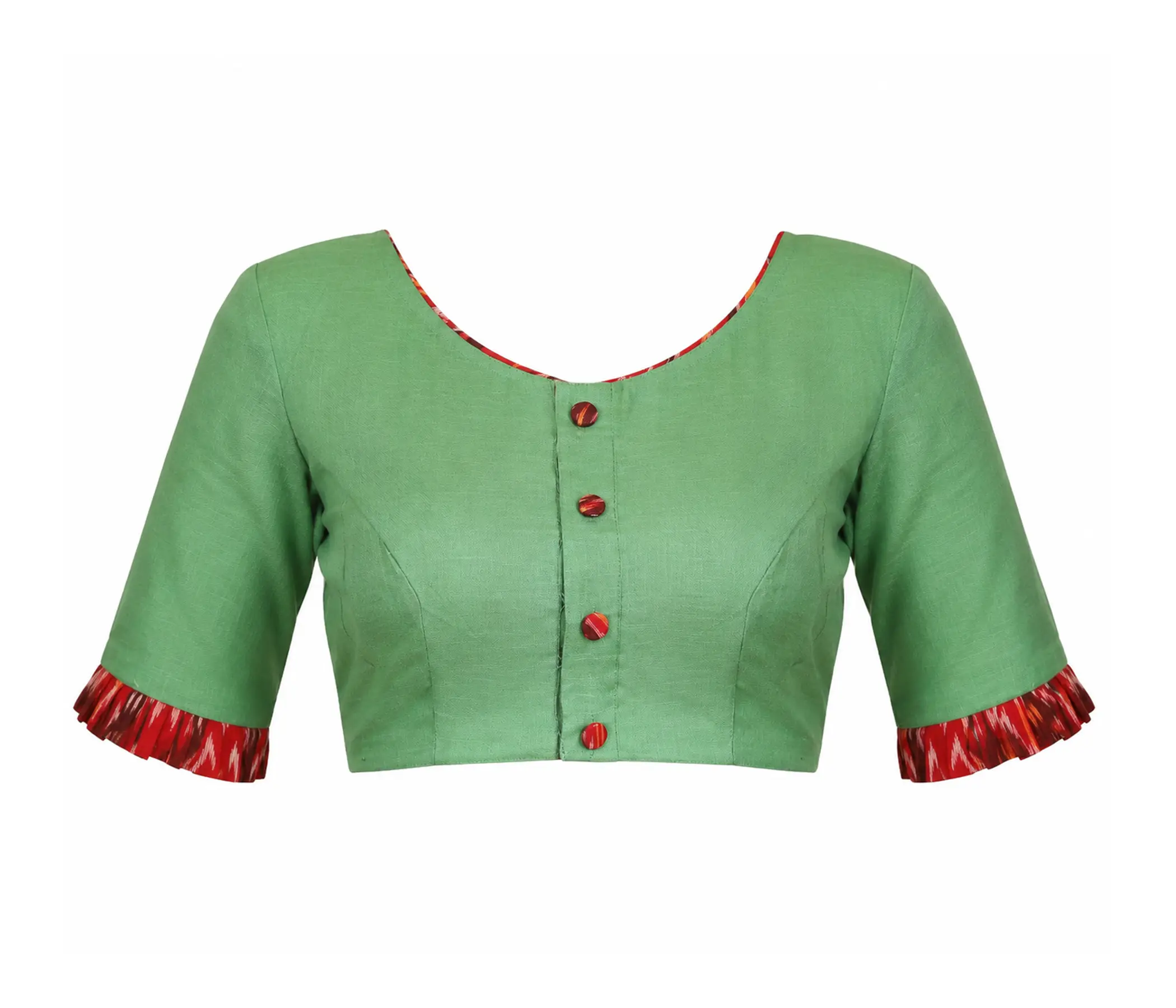 Meditating Buddha Sage Green Blouse Back Design concept